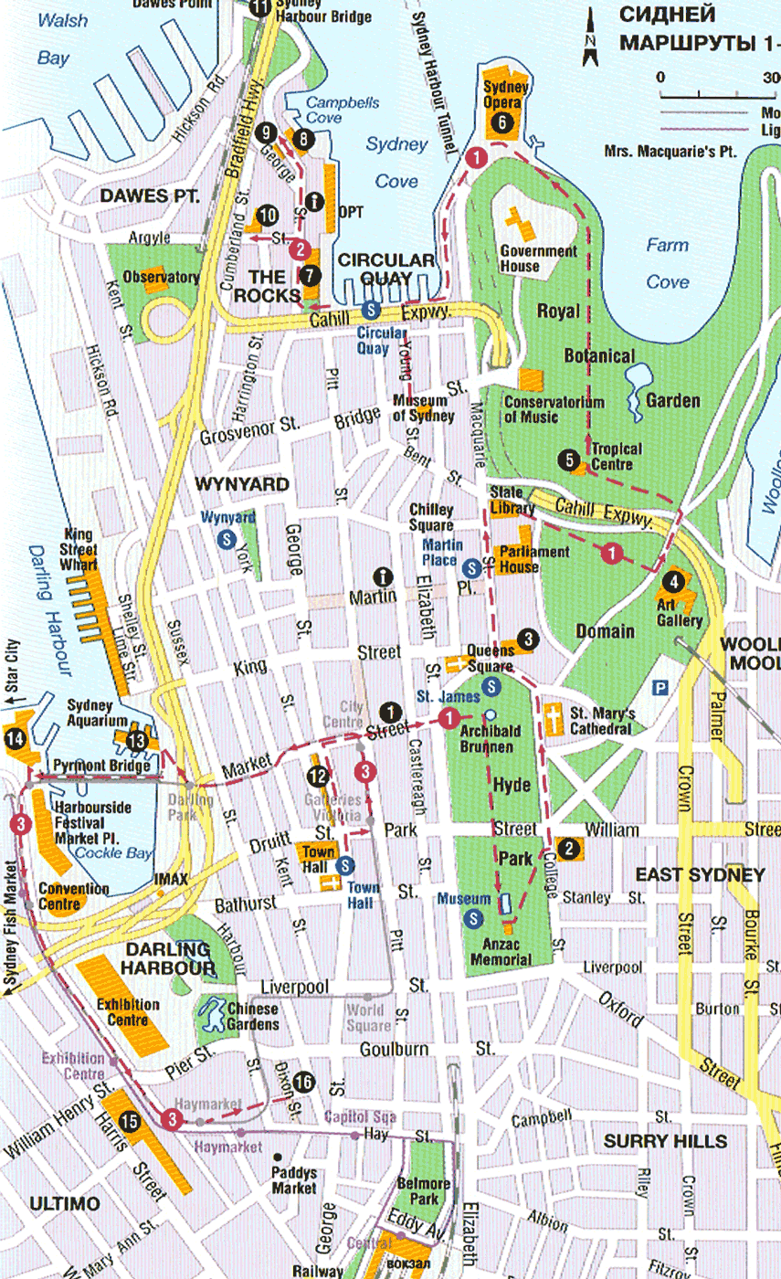 Туристическая карта Сиднея