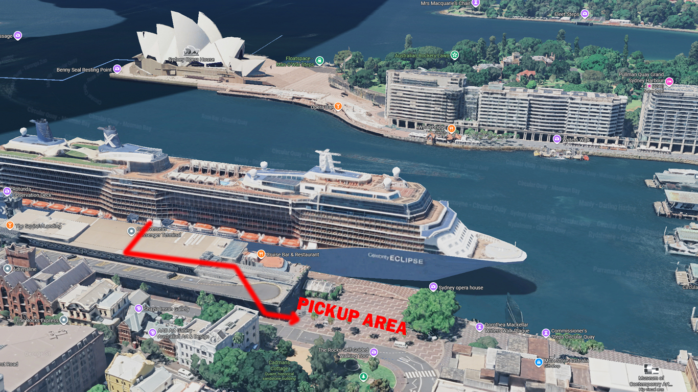 Карта пикапа в OPT — Overseas Passenger Terminal Circular Quay Сидней